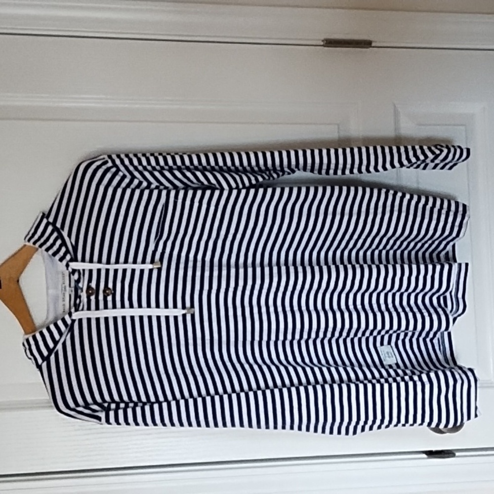 Bald Head Blues Hoodie Women's Size Medium Striped Preppy Golf Beach Blue White